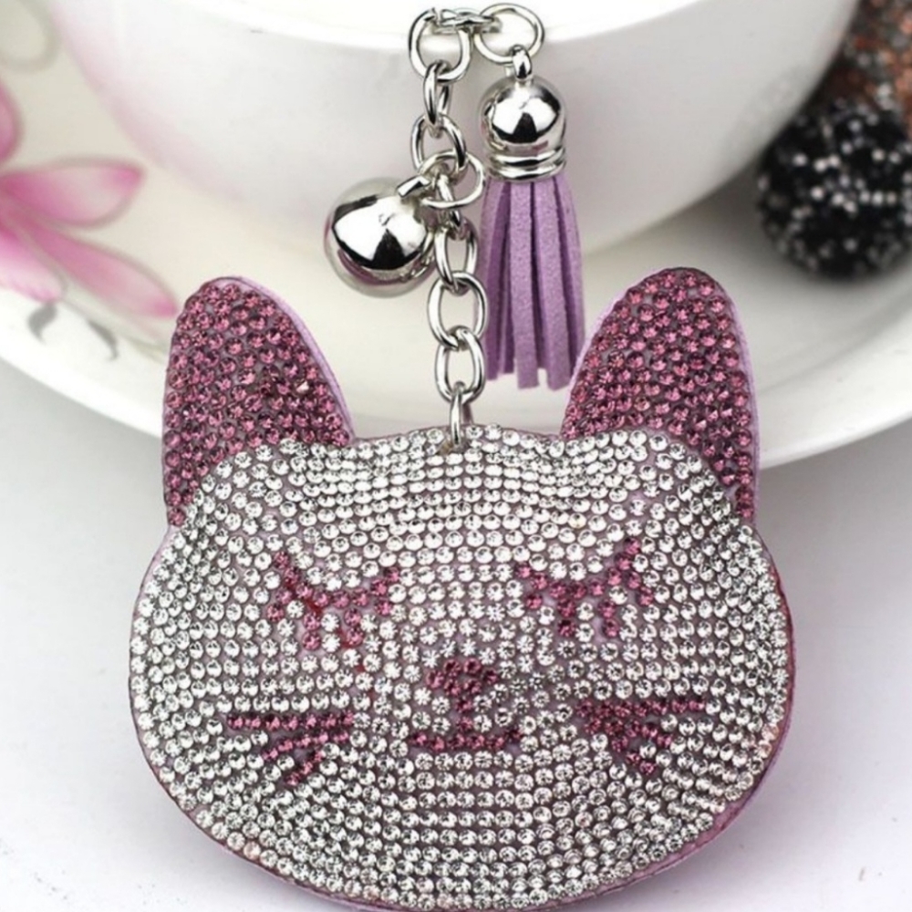 *SALE* Rhinestone Cat Face Purse Charm/Keychain. NWT.